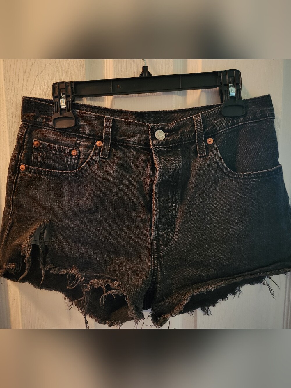 Levi's Black Distressed Cutoff Jean Shorts